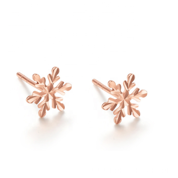 Snowflake Shaped 18K Solid Gold Earring Jewelry